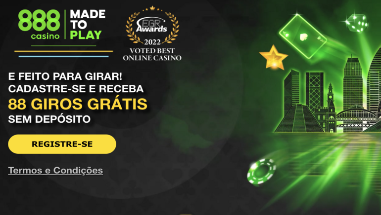 Bônus Incríveis do 888casino - 88 Giros Grátis e 100% sobre o valor do depósito