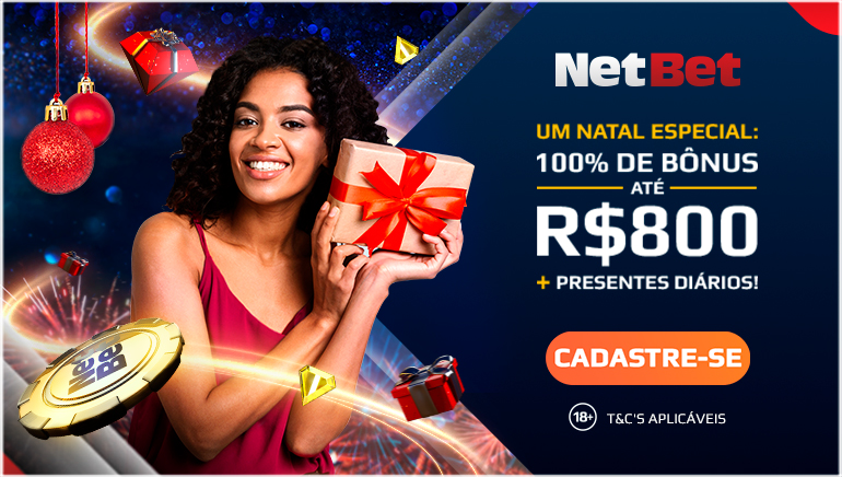 O NetBet Brasil Fica Alegre Nesta Época Festiva com Bônus de Boas-Vindas de 100% até R$ 800