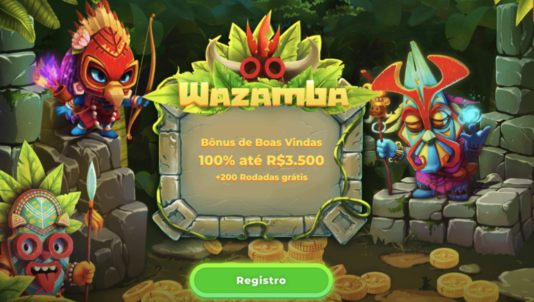 Casino Wazamba apresentando o bônus para jogadores do Brasil